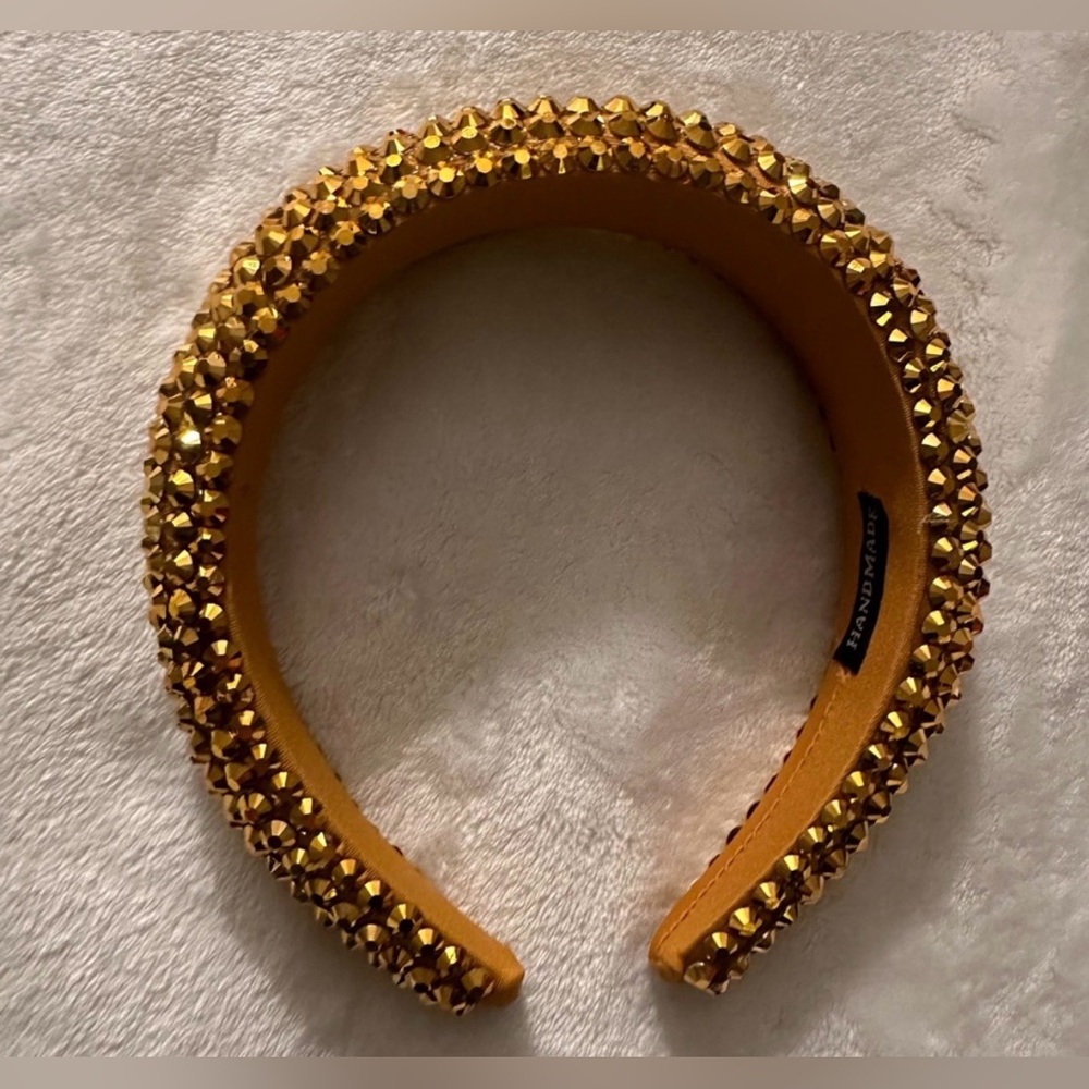 Headband - wide padded studded with gold rhinestones. - Picture 3 of 3